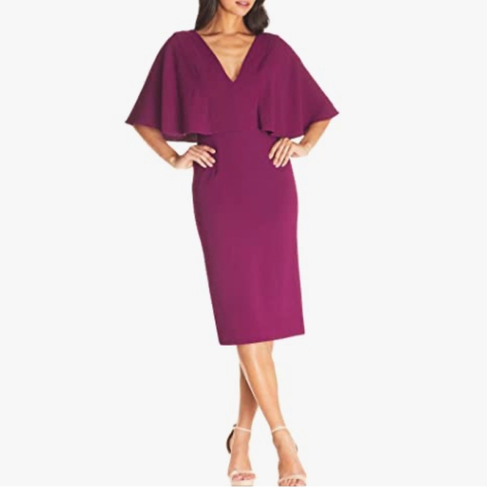 NWT Dress The Population Medium Louisa Butterfly Sleeve Cocktail Dress Magenta